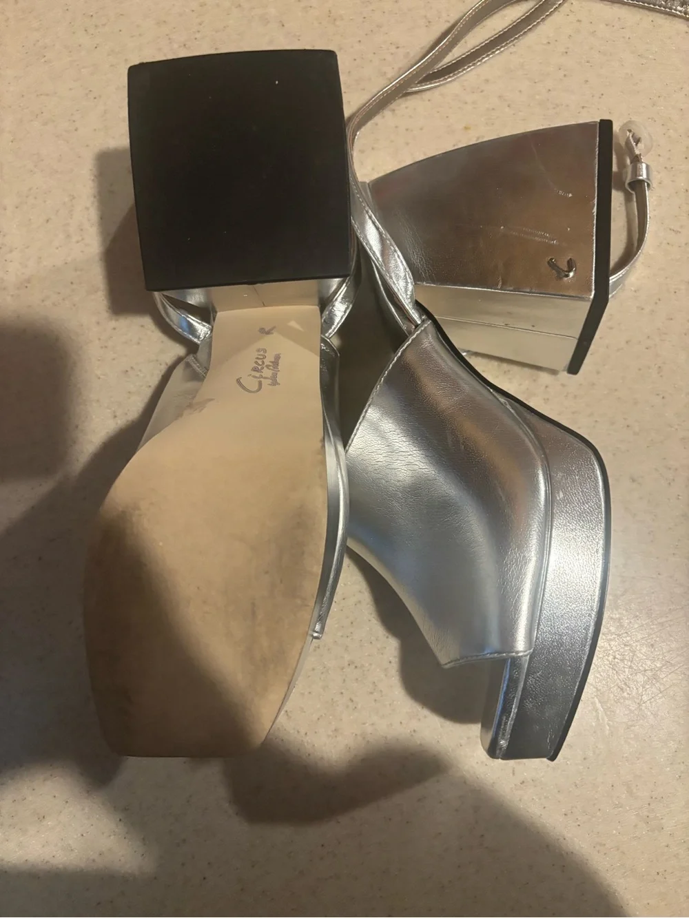 Women's Silver Metallic Open-Toe Platform Slingback Sandals